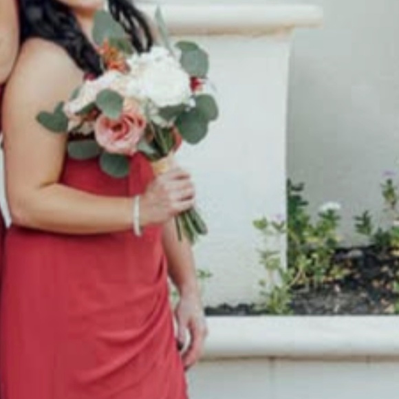 AZAZIE Mero Terracotta Sheath Pleated Chiffon Bridesmaid Dress - Picture 7 of 8